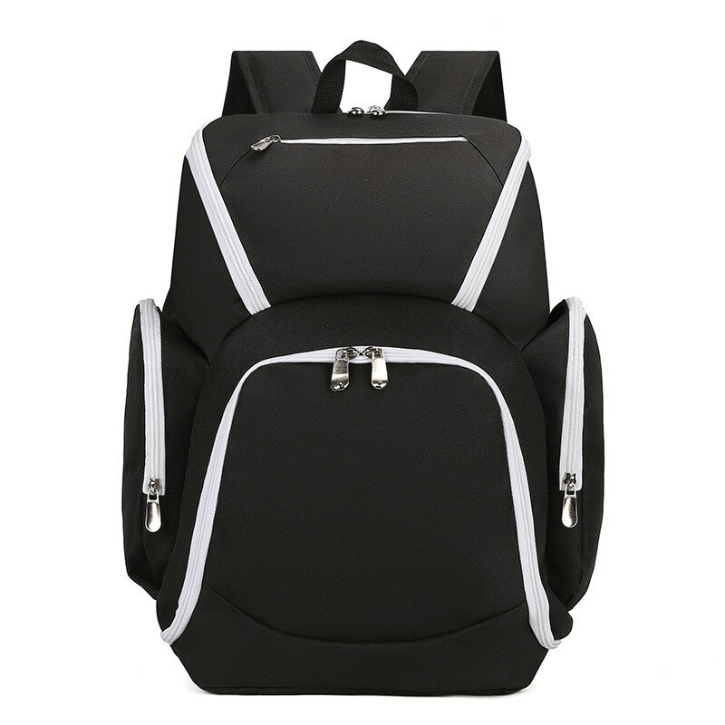 Waterproof lightweight football backpack SF0870 with large capacity and air cushion belt, unisex, durable nylon and polyester, in black.